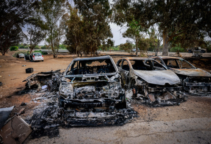 זירת הטבח במסיבת הטבע ברעים, מבצע חרבות ברזל (צילום:  חיים גולדברג, פלאש 90)