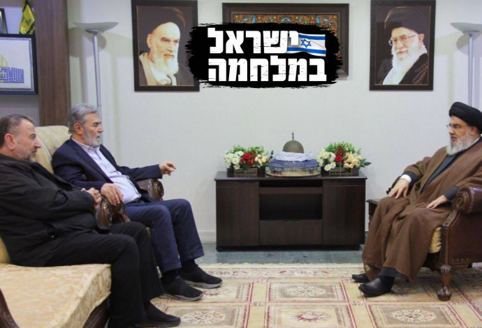 נסראללה נפגש במפגש עם בכירי חמאס והג'יהאד האסלאמי (צילום:  רשתות ערביות,שימוש לפי סעיף 27א')