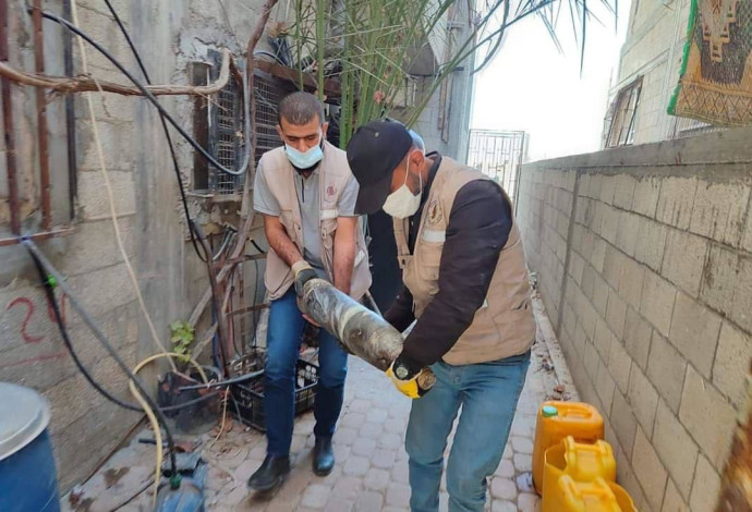 צוותי הנדסת חומרי נפץ של המשטרה בעזה ממשיכים בעבודתם לפינוי פסולת מסוכנת (צילום: רשתות חברתיות, שימוש לפי סעיף 27 א')