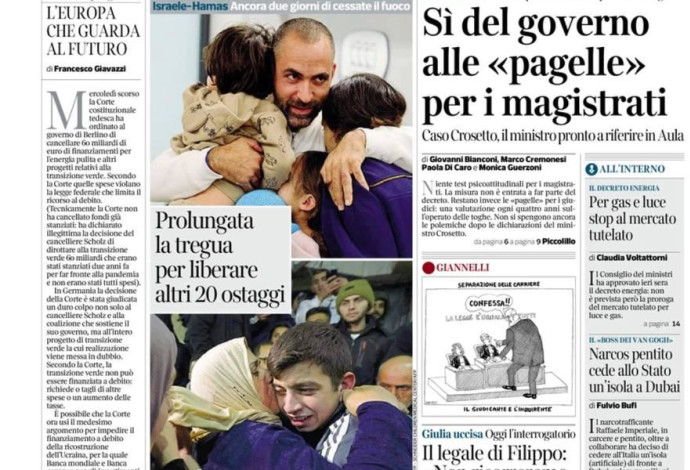 שער העיתון האיטלקי ''קורירה דלה סרירה'' (צילום: צילום מסך)