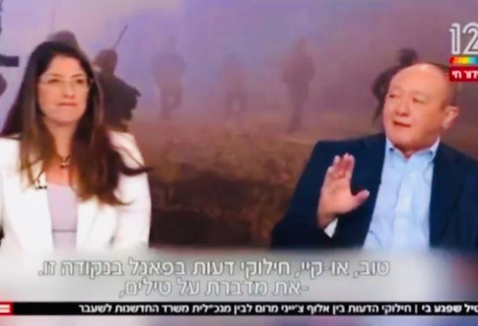 אליעזר צ'ייני מרום והילה חדד חמלניק בערוץ 12 (צילום:  צילום מסך חדשות 12)