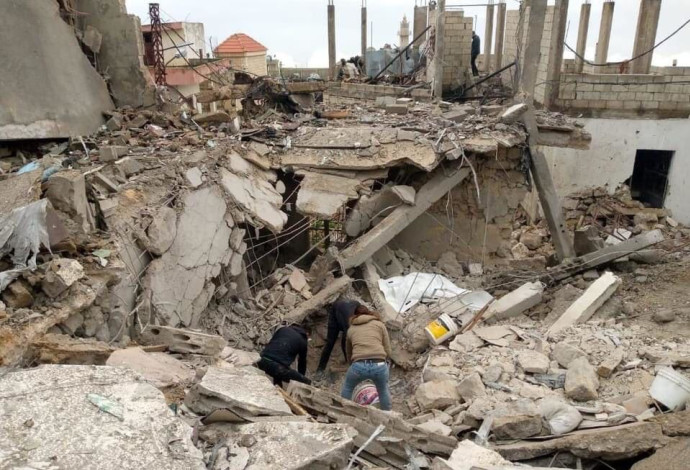 ההרס בכפר שבא (צילום:  רשתות ערביות)