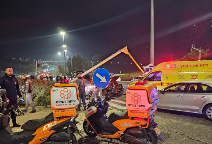 זירת התאונה הקשה בחיפה  (צילום:  איחוד הצלה)