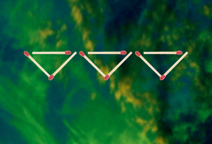 הזיזו שלושה גפרורים כדי ליצור חמישה משולשים (צילום:  AdobeStock)