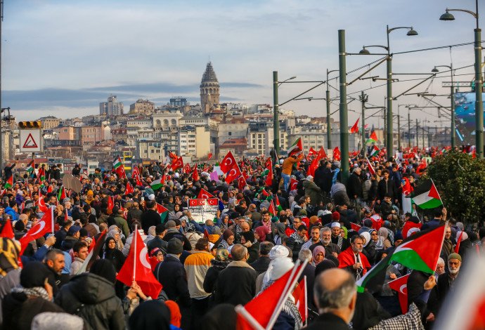 מחאה פרו-פלסטינית באיסטנבול, טורקיה (צילום:  AFP via Getty Images)