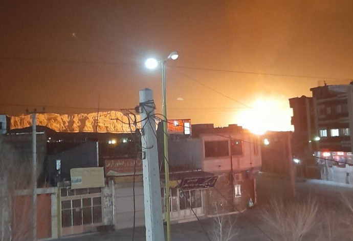 פיצוץ צינור הגז באיראן (צילום:  רשתות חברתיות באיראן)