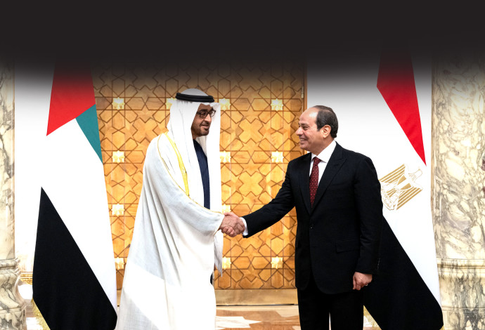 נשיא איחוד האמירויות, שייח' מוחמד בן זאיד אל-נהיאן, נפגש עם נשיא מצרים עבד אל-פתאח אל סיסי בקהיר (צילום:  רויטרס)