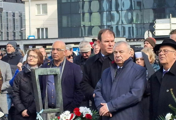טקס זיכרון לציון חיסול גטו קרקוב (צילום:  ניצן מאיר)