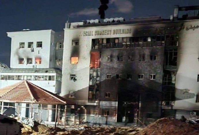 ההרס בבית החולים שיפא (צילום:  רשתות ערביות, שימוש לפי סעיף 27 א')