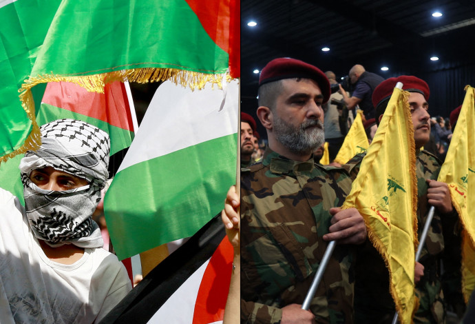 פעילי חיזבאללה, הפגנה פרו-פלסטינית בירדן (צילום:  AFP via Getty Images)