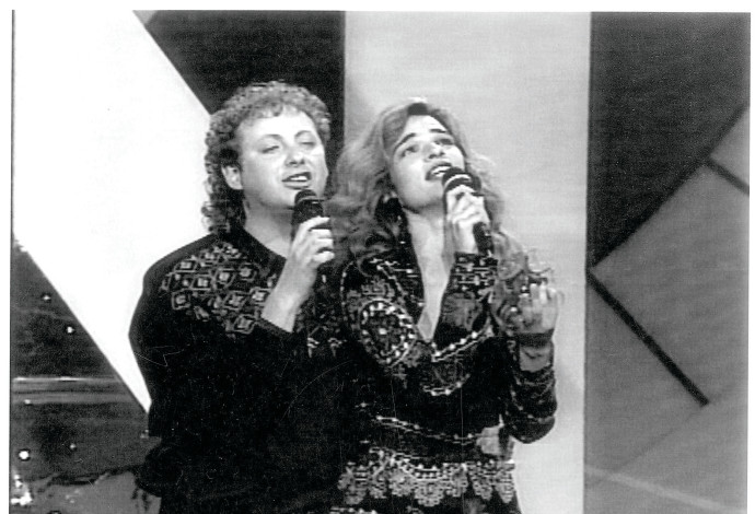 שנת 1991 קדם אירווזיון אורנה ומשה דץ (צילום:  צילום מסך הערוץ הראשון)