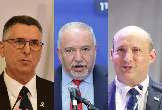 נפתלי בנט, אביגדור ליברמן וגדעון סער (צילום:  אבשלום ששוני,נעם ריבקין פנטון, פלאש 90)
