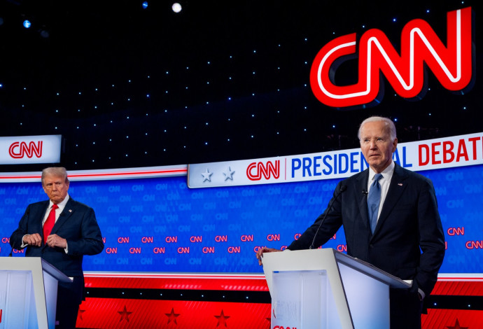 ג'ו ביידן ודונאלד טראמפ בעימות הטלויזיוני הראשון בקמפיין 2024 (צילום:  Andrew Harnik/Getty Images)
