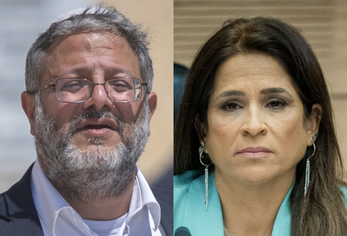 מירב בן ארי איתמר בן גביר (צילום:  יונתן זינדל, פלאש 90, חיים גולדברג, פלאש 90)