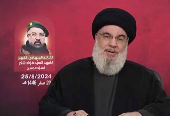 חסן נסראללה (צילום:   Al-Manar TV/Handout via REUTERS)