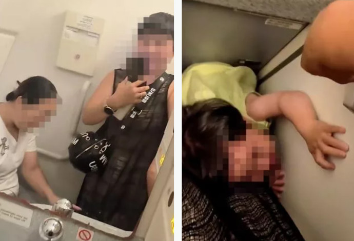 נעלו פעוטה בשירותי המטוס כדי להשתיק אותה (צילום:  רשתות חברתיות)