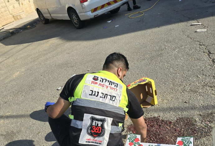 זירת התאונה ברהט (צילום:  זק"א)