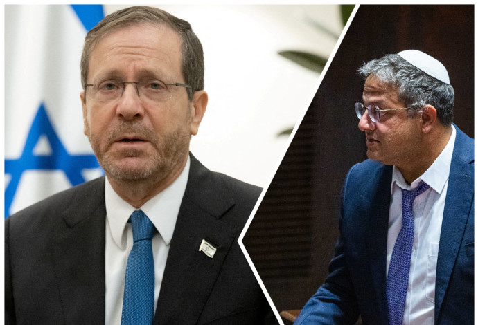יצחק הרצוג, איתמר בן גביר (צילום:  SAUL LOEB.GettyImages,אוליבייה פיטוסי פלאש 90 )