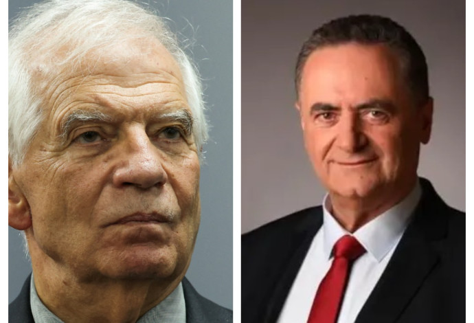 ג'וזפ בורל וישראל כ''ץ (צילום:  רויטרס,איציק בירן)