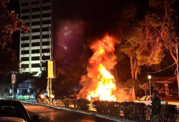 פיצוץ בדמשק (צילום:  רשתות ערביות)
