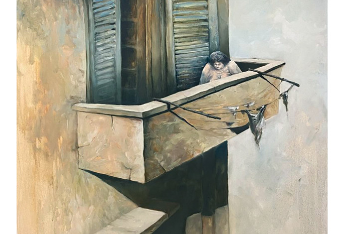 Woman on balcony (צילום:  איור אריה למדן)