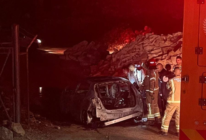 זירת האירוע בערערה (צילום:  תיעוד מבצעי מד"א)