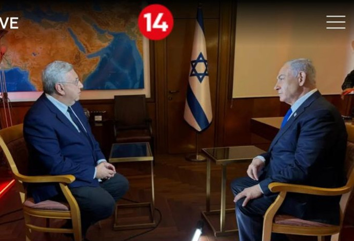 יעקב ברדוגו מראיין את בנימין נתניהו  (צילום:  צילום מסך חדשות 14)