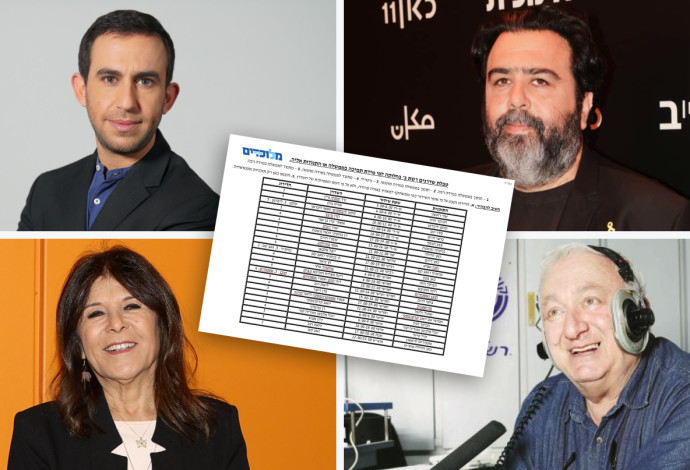 עקיבא נוביק, רוני קובן, רינה מצליח, אריה גולן (צילום:  מירי צחי,אורטל דהן,באדיבות חטיבת החדשות של כאן 11, רפי דלויה)