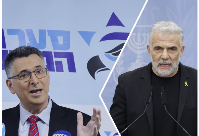 יאיר לפיד, גדעון סער (צילום:  מרק ישראל סלם)