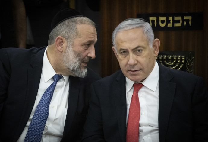 בנימין נתניהו, אריה דרעי (צילום:  הדס פרוש, פלאש 90)