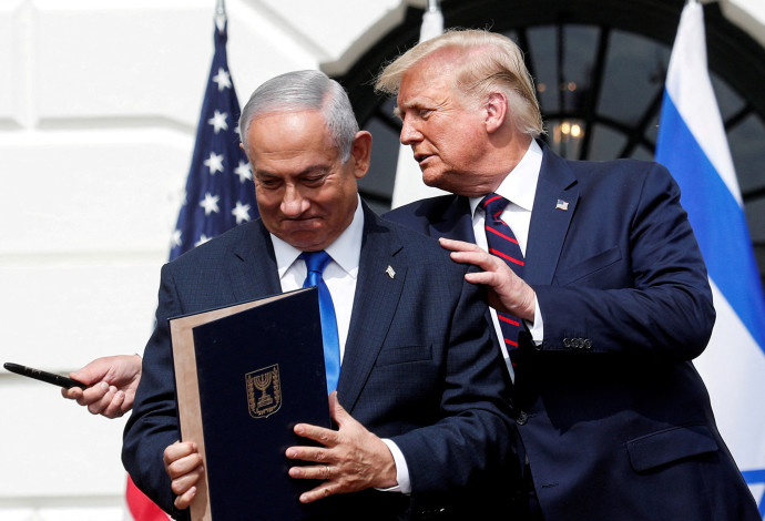 דונלד טראמפ, בנימין נתניהו (צילום:  REUTERS/Tom Brenner)