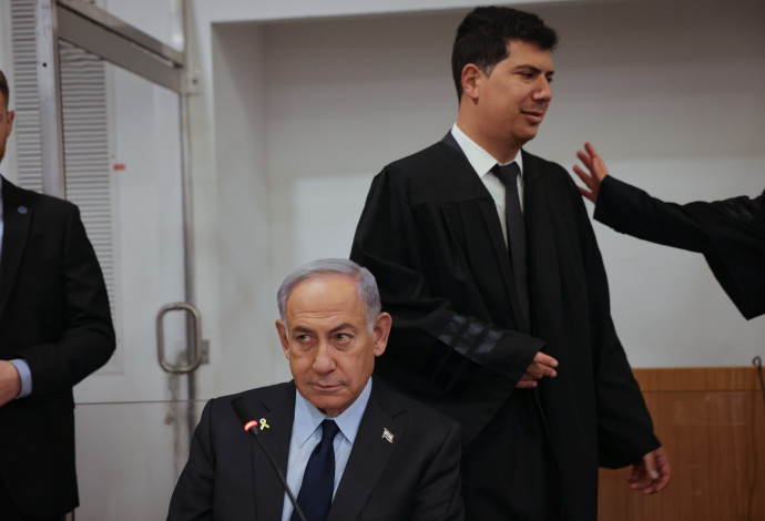 בנימין נתניהו בבית המשפט (צילום:  מרים אלסטר, פלאש 90)