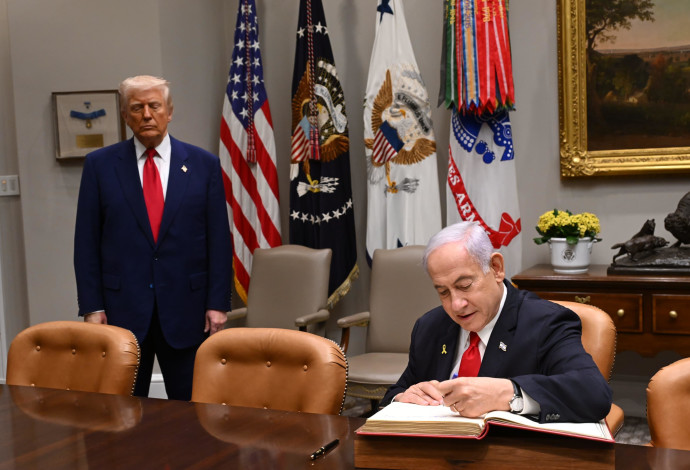 בנימין נתניהו ודונלד טראמפ בבית הלבן (צילום:  אבי אוחיון, לע"מ)