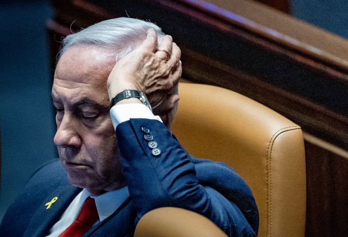 בנימין נתניהו במליאת הכנסת (צילום:  חיים גולדברג, פלאש 90)