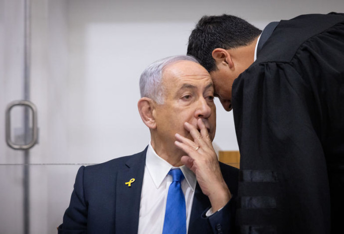 בנימין נתניהו בבית המשפט (צילום:  מרים אלסטר פלאש 90)
