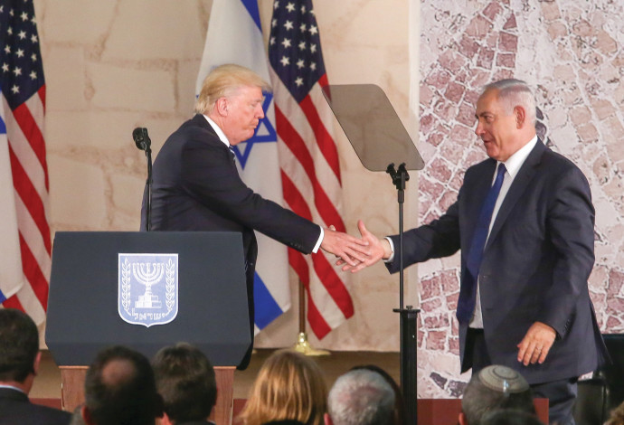 דונלד טראמפ ובנימין נתניהו במוזיאון ישראל (צילום:  מרק ישראל סלם)