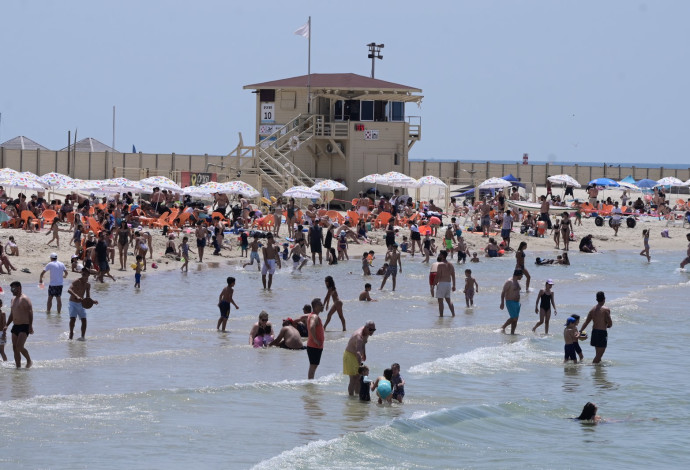 שבת בשמש. חוף מציצים בתל אביב (צילום:  אבשלום ששוני)