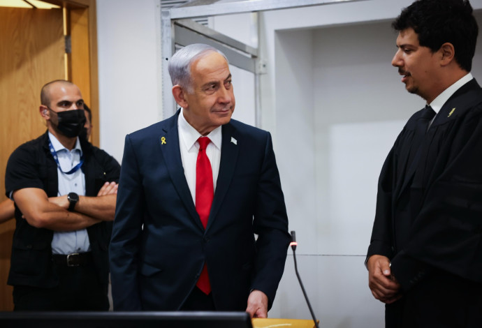 בנימין נתניהו בבית המשפט  (צילום:  מרים אלסטר פלאש 90)