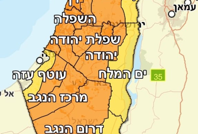 מפת ההחרגות של פיקוד העורף (צילום:  פיקוד העורף)