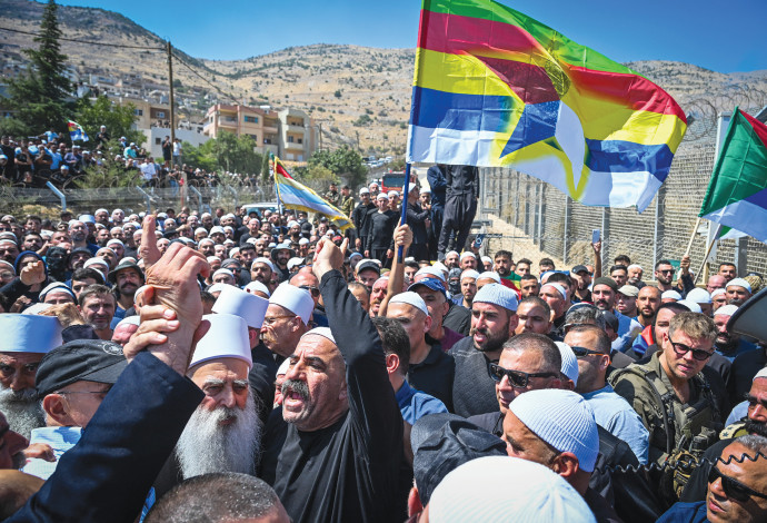 מחאה של דרוזים ברמת הגולן (צילום:  מיכאל גלעדי, פלאש 90)