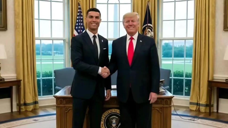 כריסטיאנו רונאלדו והנשיא דונאלד טראמפ (צילום: צילום מסך, X (טוויטר))