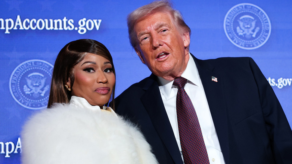 ניקי מינאז' ודונלד טראמפ (צילום: Win McNamee/Getty Images)