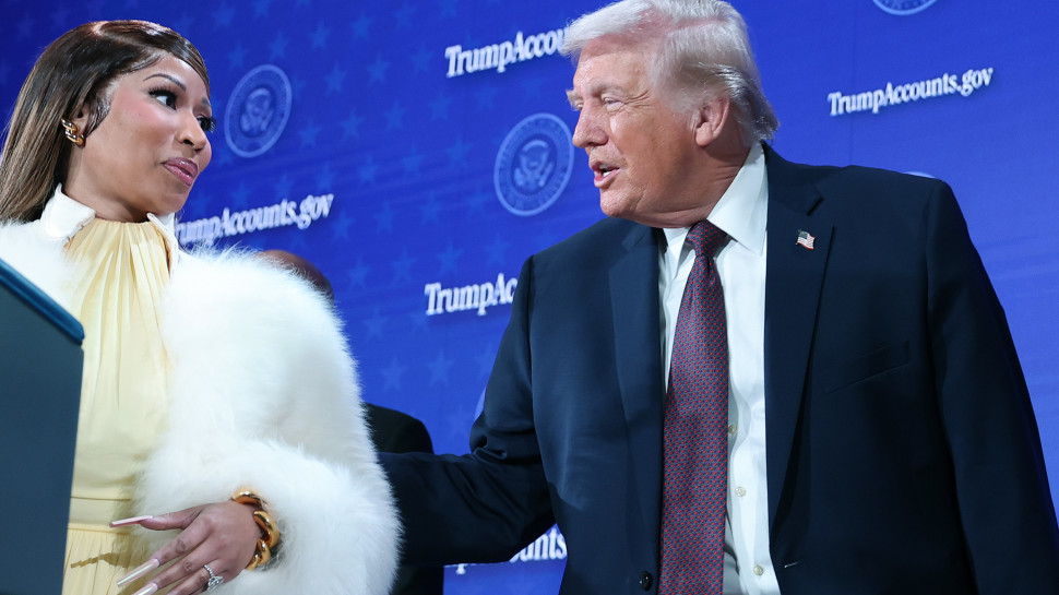 ניקי מינאז' ודונלד טראמפ (צילום: Win McNamee/Getty Images)