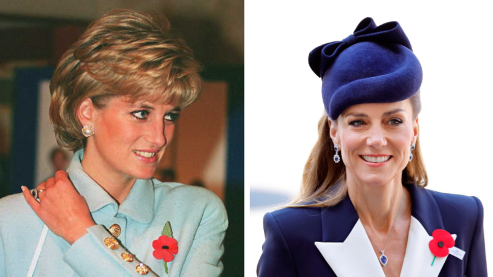 קייט מידלטון והנסיכה דיאנה (צילום: JOHNNY EGGITT/AFP via Getty Images,  Max Mumby/Indigo/Getty Images)