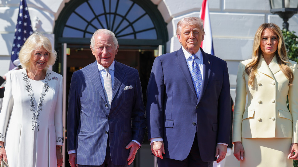 מלניה טראמפ, דונלד טראמפ, המלך צ'ארלס השלישי והמלכה קמילה (צילום:  Anna Moneymaker/Getty Images)