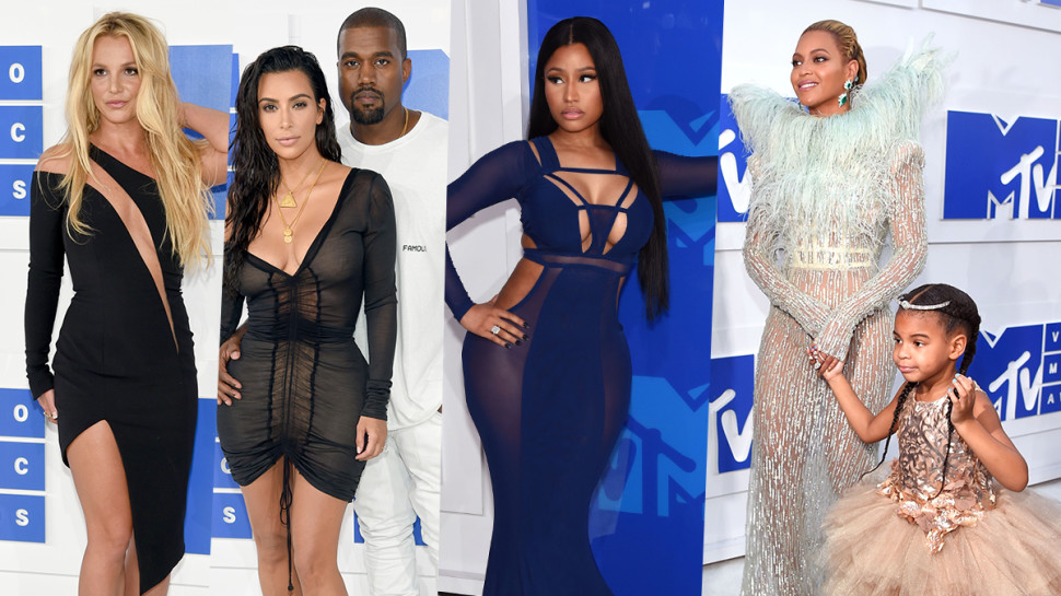 טקס פרסי הVMA, ביונסה, ניקי מינאז', קים קרדשיאן, קניה ווסט, בריטני ספירס  (צילום: Getty images)