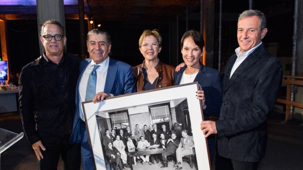 בוב אייגר, שריל סבן, אנט בנינג, חיים סבן ותום הנקס (צילום: A.S.M.P.A.)