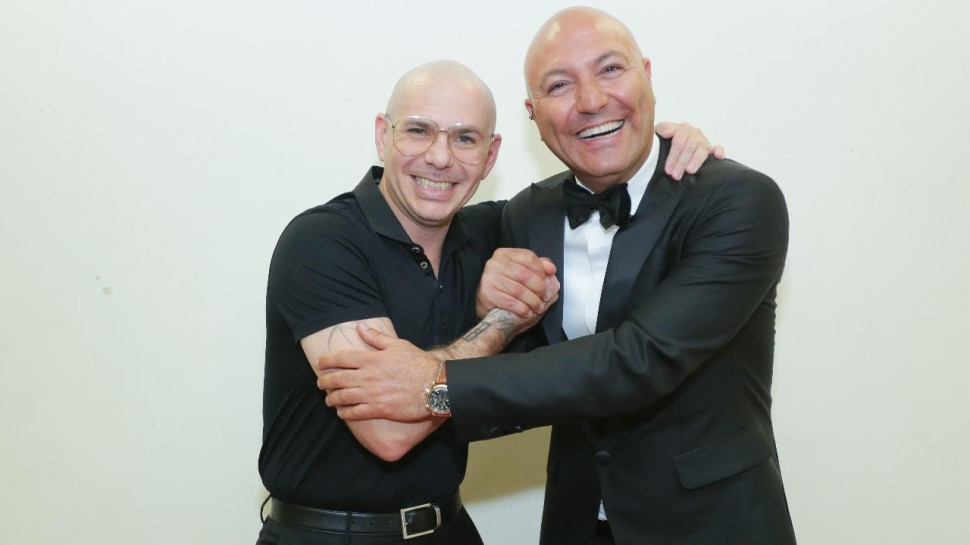 אלירן ברדוגו והראפר Pitbull (צילום: שי שבירו)