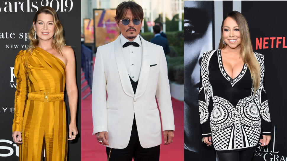 ג'וני דפ, מריה קארי, אלן פומפאו (צילום:  Jamie McCarthy, Loic Venance,  Jon Kopaloff \ Getty Images)