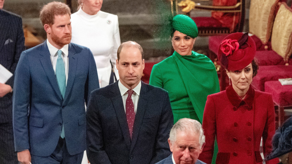 מייגן מרקל, הנסיך הארי, קייט מידלטון, הנסיך וויליאם (צילום:  PHIL HARRIS \ Getty Images)
